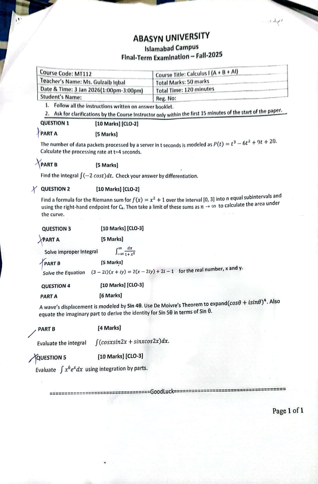 Calculus-1 (MT112)