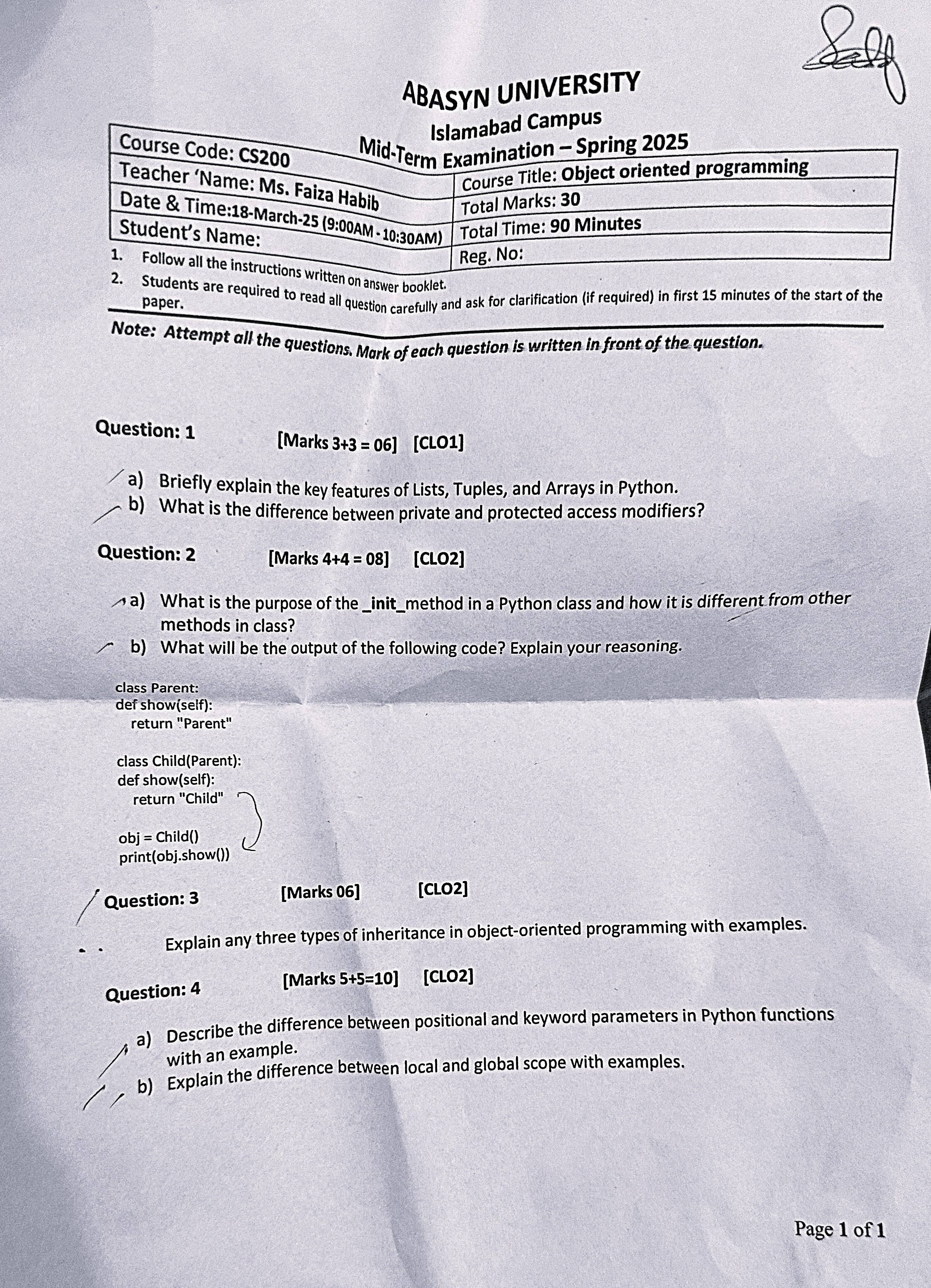 Object Oriented programming OOP CS200